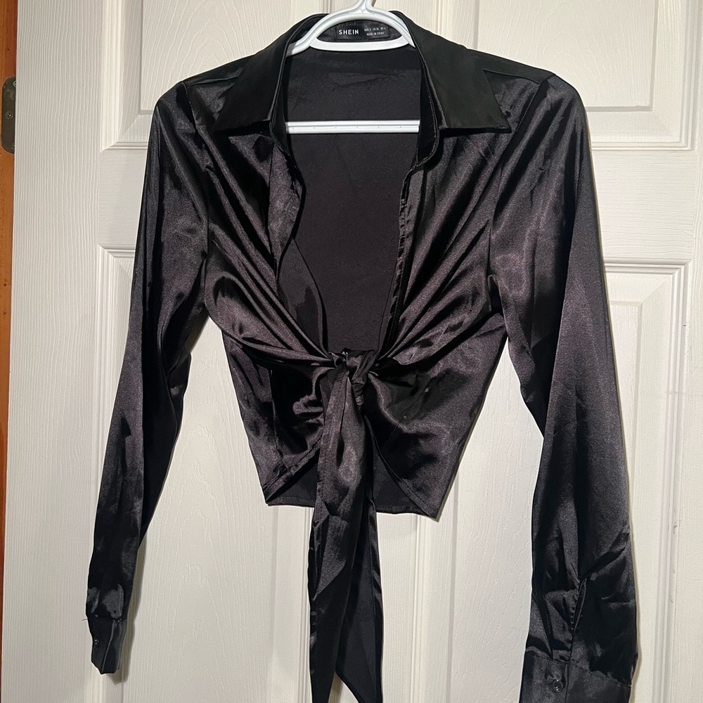 Silk Collared Going out Long Sleeve top